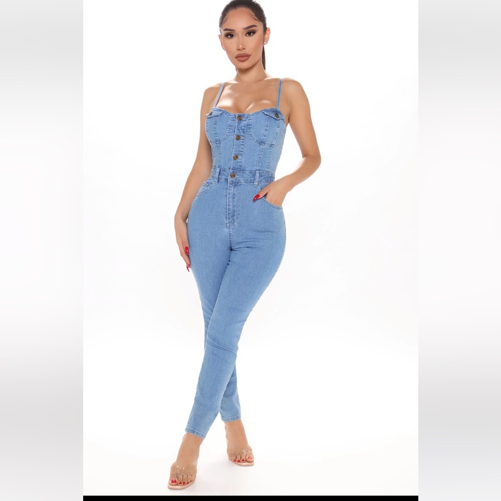NWT fashion nova Loren denim jumpsuit